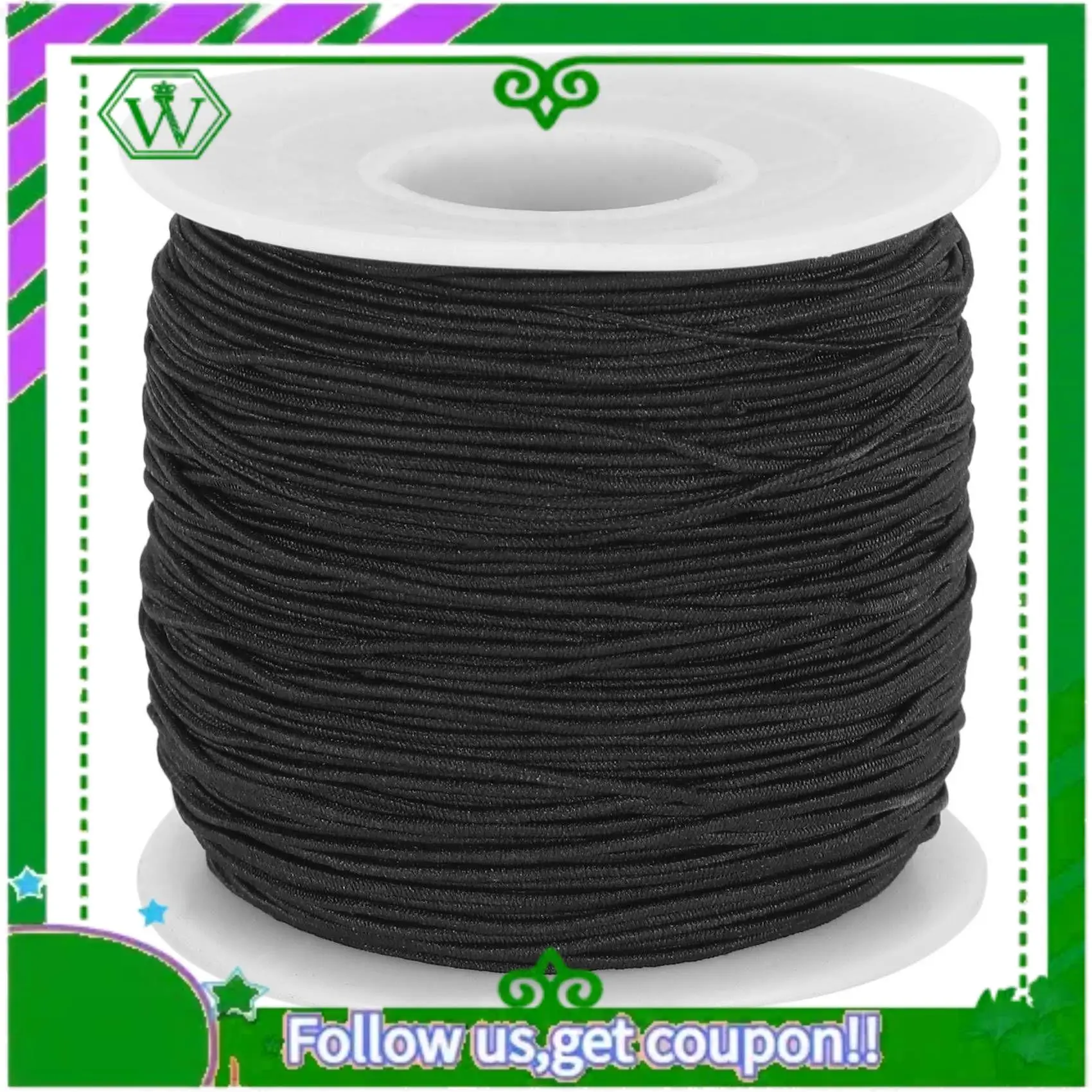 

A18P-2X Elastic String For Bracelets, Elastic Cord Jewelry Stretchy Bracelet String For Bracelets, Necklace Making(Black)