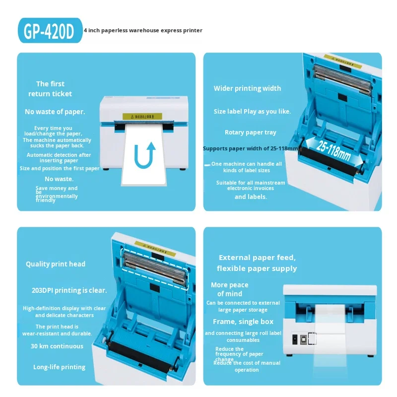 Thermal Transfer Label Printer for Cross-Border Express Delivery Waybill Logistics Barcode Printing Machine USB/Wireless Stock