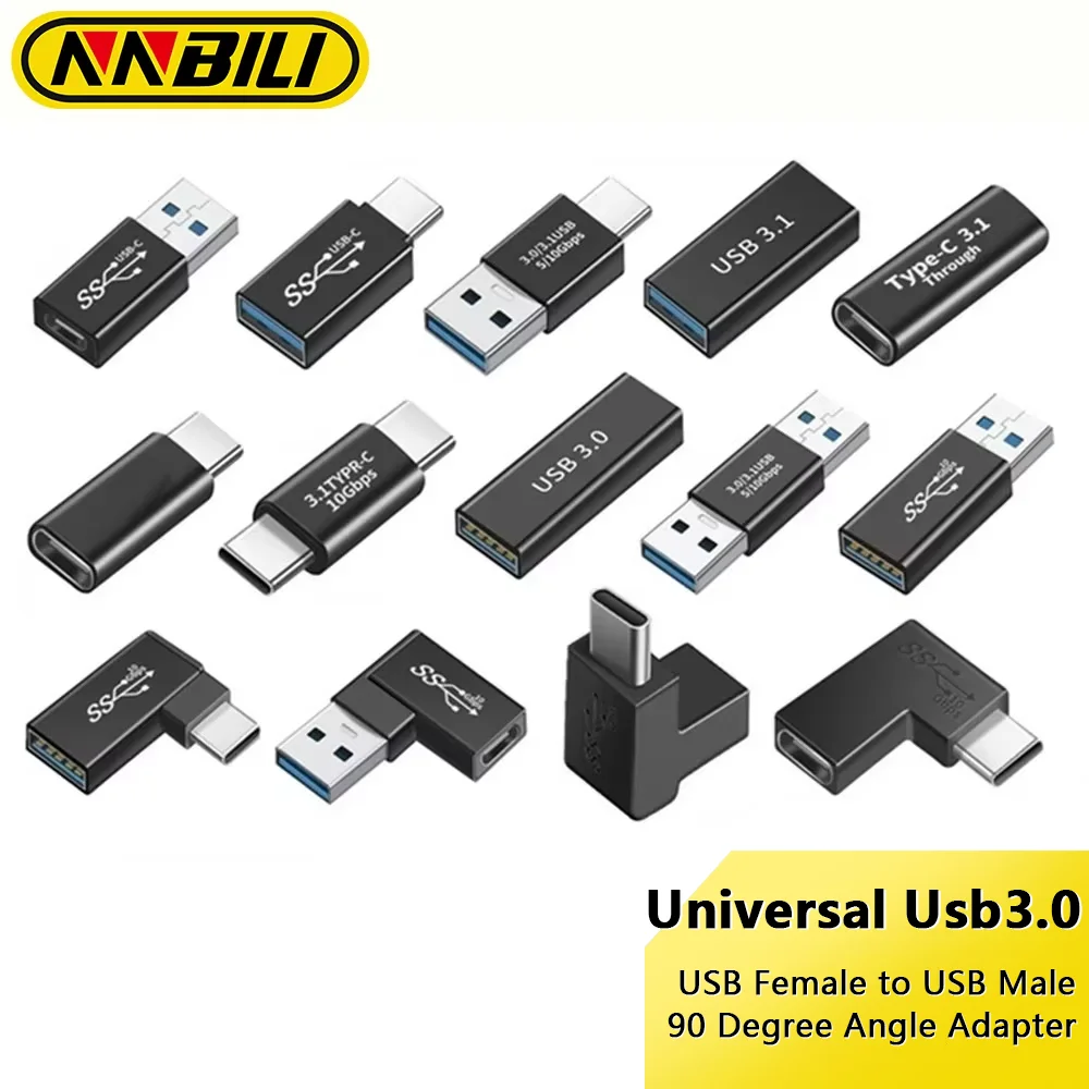 NNBILI Universal USB3.2 OTG Type C Adapter USBC Male to USB-A Male Female Converter for Macbook Huawei Samsung Xiaomi Connector
