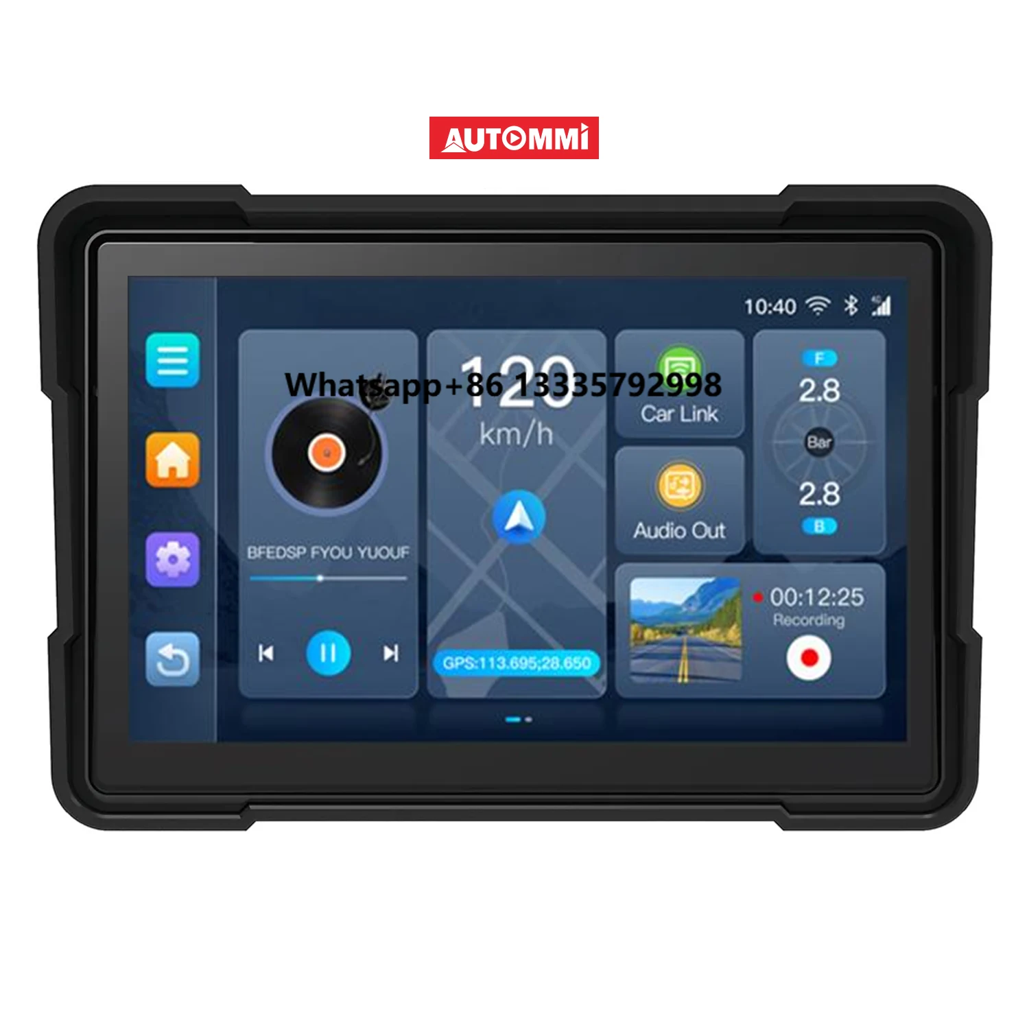 

Autommi Portable Moto Screen 7 Inch Android 14 Carplay 4GBluetooth Navigation Android Auto Universal Motorcycle GPS Systems