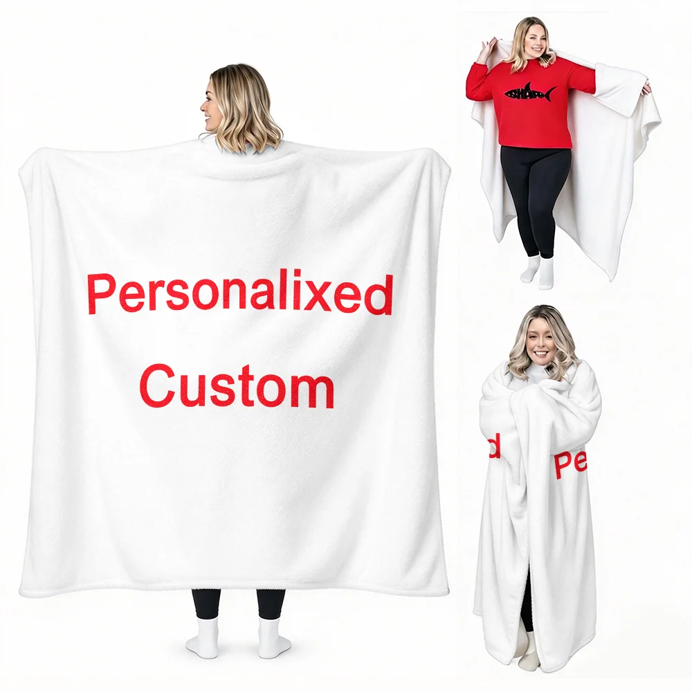 Custom Photo Super Soft Snow Fleece Reversible Sweatshirt Blanket Comfortable, Machine Washable, Wearable Thermal Sweatshirt Mak