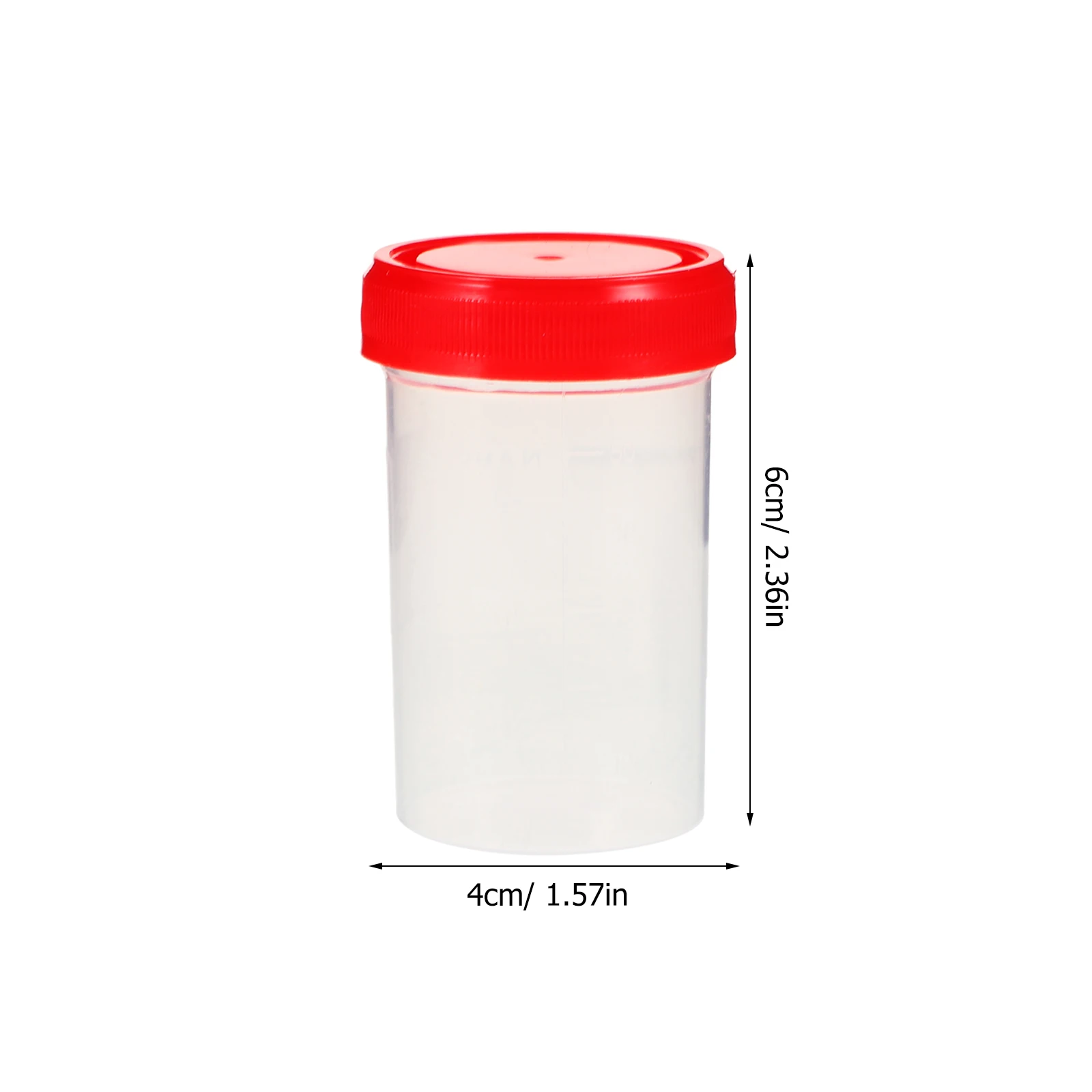 15pcs Urine Collection Sample Cup Specimen Bottle Container 60ML Plastic Container For Use Vol Molded Graduation Sterile Red Cap