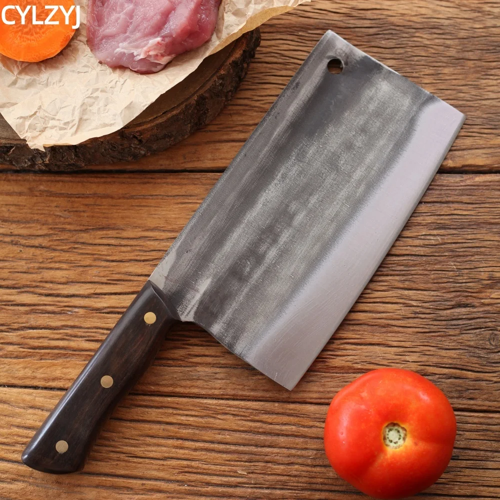 Chinese Chopping Knife 7.8 mm Thickened Handmade Forged Kitchen Bone Knife Butcher Durable Hard Blade Chopper Kitchen Knife Tool