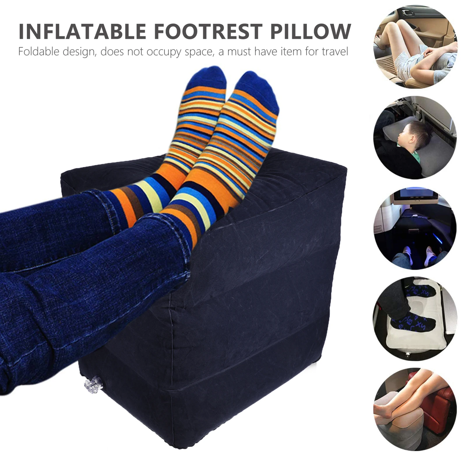 

1Pcs Inflatable Footrest Pillow Adjustable Height Travel Kids Airplane Flat Bed Folding Travel Cushion Footrest Cushion