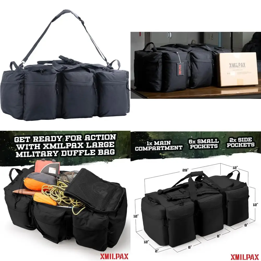 

Большая спортивная сумка военного класса объемом 100 л со съемными ремнями рюкзака для спорта, снаряжения и дорожного багажа