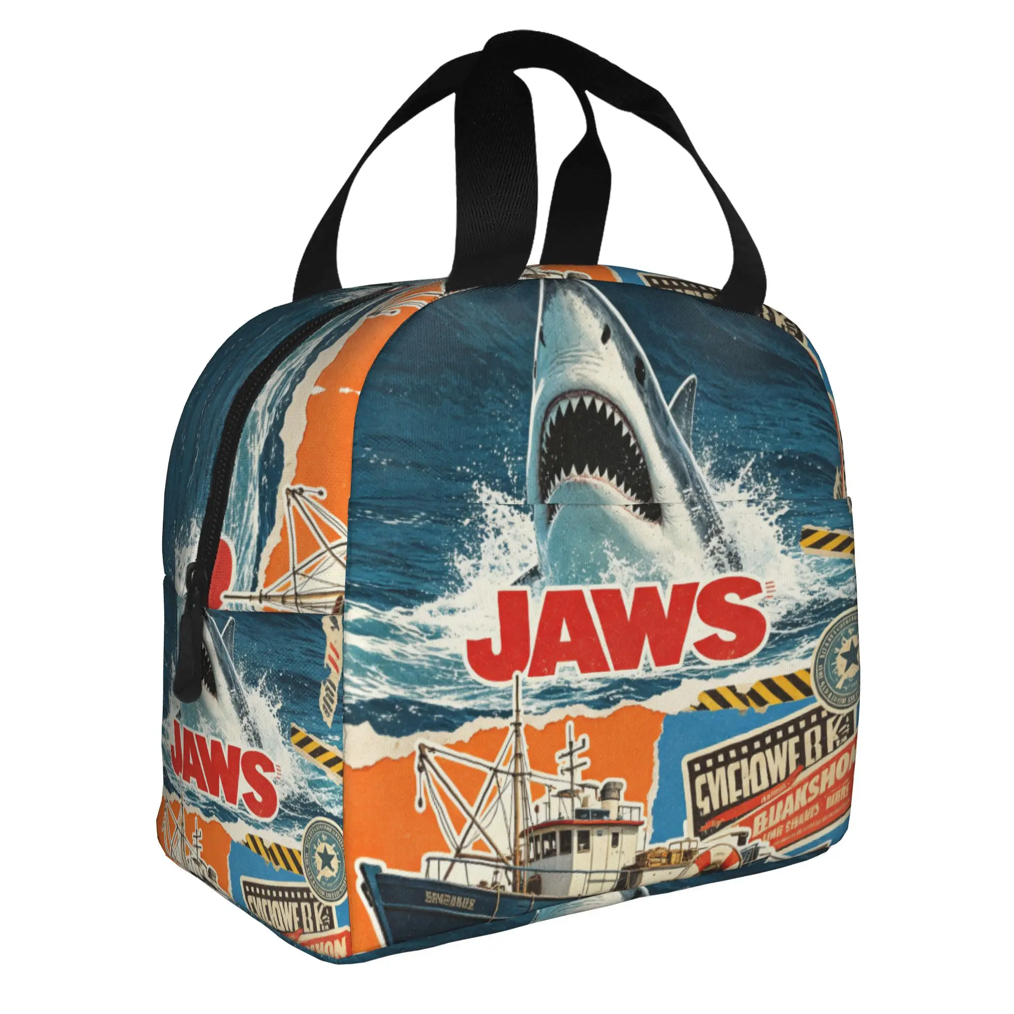 J-Jaw-Shark Lunch Bag Women Classic Film Warm Cooler Insulated Lunch Boxes for Adult Office