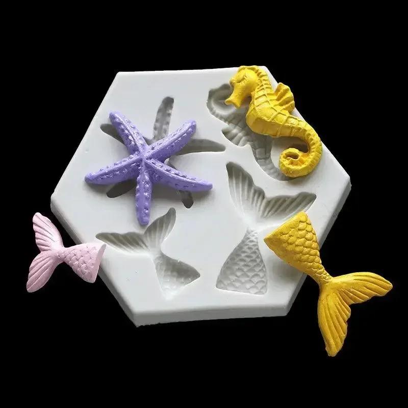 Silicone Handmade Molds Mermaid Fish Tail Marine Life Fondant Sugarcraft Chocolate Decorating Baking Cake Tools Resin Clay Mould