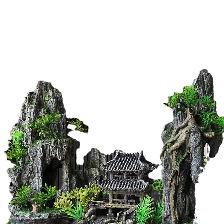 Fish Tank Landscaping Rockery Package, Decorative Aquatic Plants, Stone Small Ornaments, Small Aquarium Set Interior