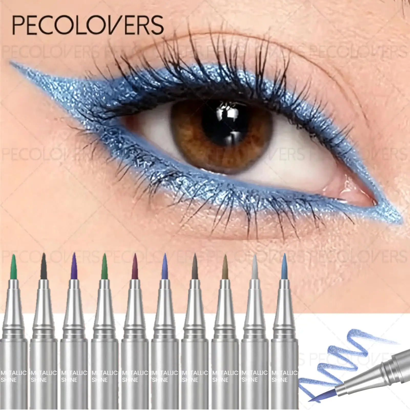 1 Stück langanhaltender, wasserfester Eyeliner-Stift – metallisch, schweißfest und wischfest, bezauberndes, kräftiges Augen-Make-up