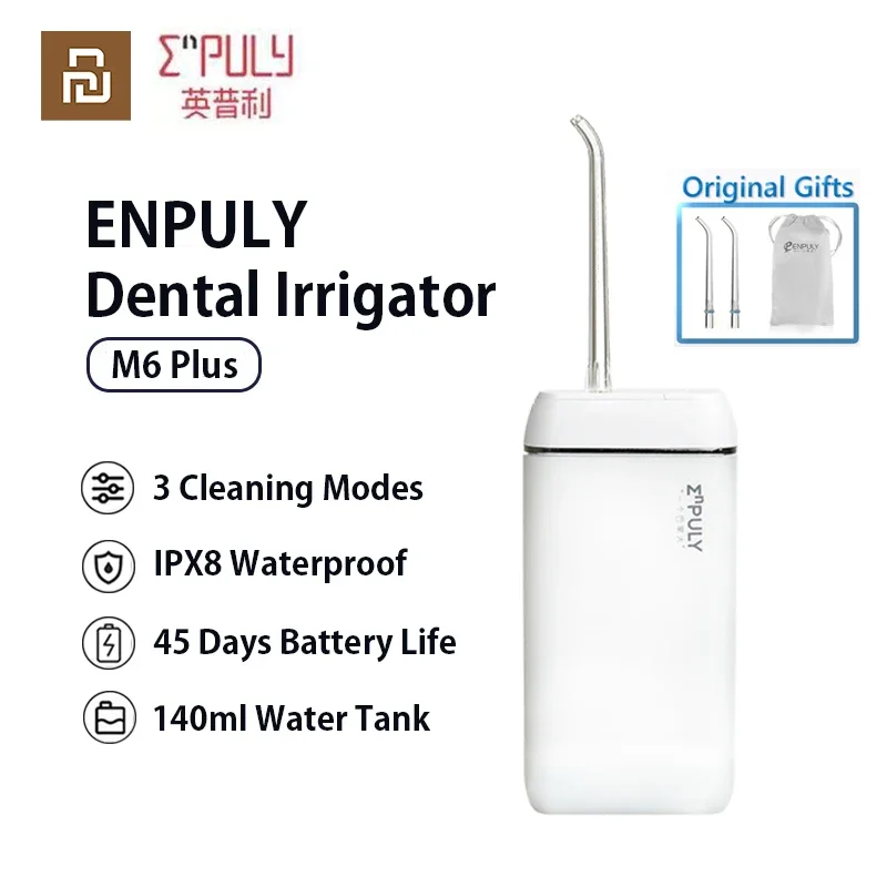 ENPULY M6 Plus Oral Irrigator Water Flosser Portable Dental Irrigator Floss Water Jet Braces Cleaner Waterpulse Tooth Cleaner