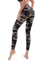 YRRETY-mallas deportivas de camuflaje para mujer, Leggings ajustados de cintura alta, hasta el tobillo, de punto