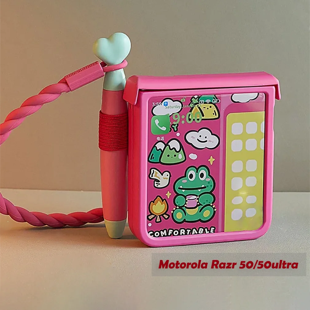 

For Motorola razr 50 50ultra Case with Stylus Pen Cute Cover Funda Para Motorola Razr 50 Ultra Carcasa Flip Phone Case Girly