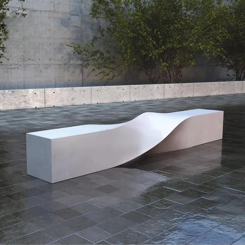 Modern Style Creative Twist Shape Fiberglass Leisure Chair White Outdoor Park Bench Furniture for Mall Use
