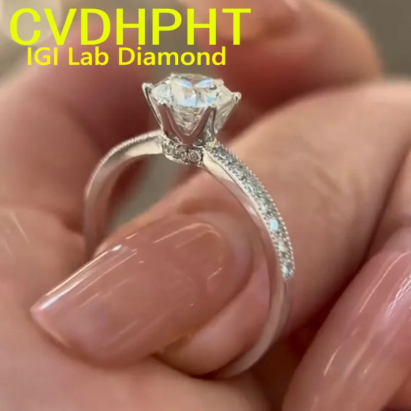 Perfect 3 Carat real Au585 14K white gold Lab grown dimaond ring IGI&GIL round shape D VS1 Wedding engagement ring ﻿