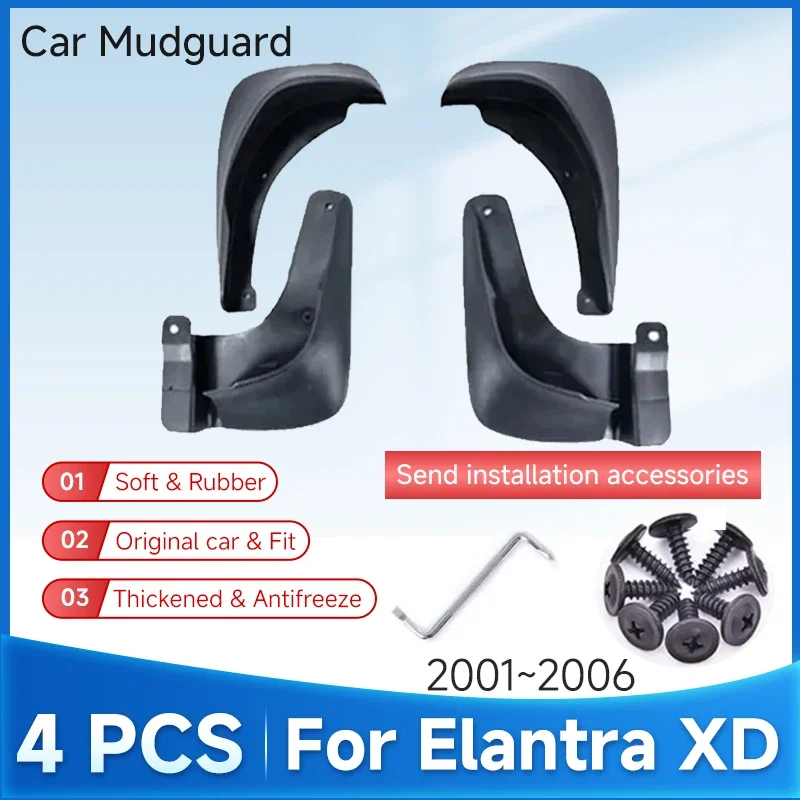 

For Hyundai Elantra XD 2001 2002 2003 2004 2005 2006 4PCS ABS Car Accessories Mudguards Auto Splash Flap Guard Rear Flaps Fender