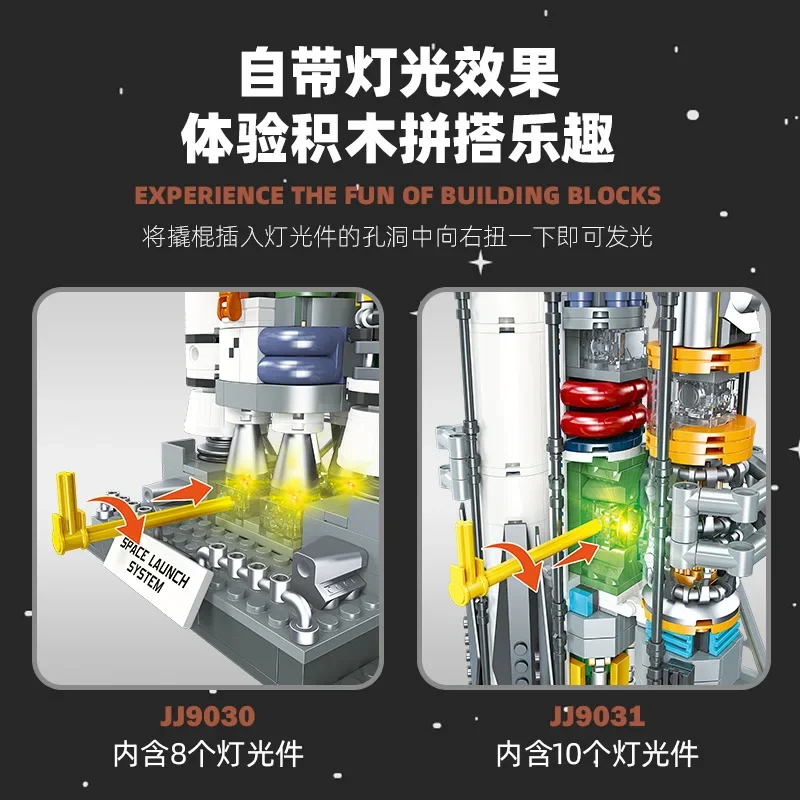 Building blocks rocket model science education toys decoration early education assembly DIY heavy rocket model JJ9030