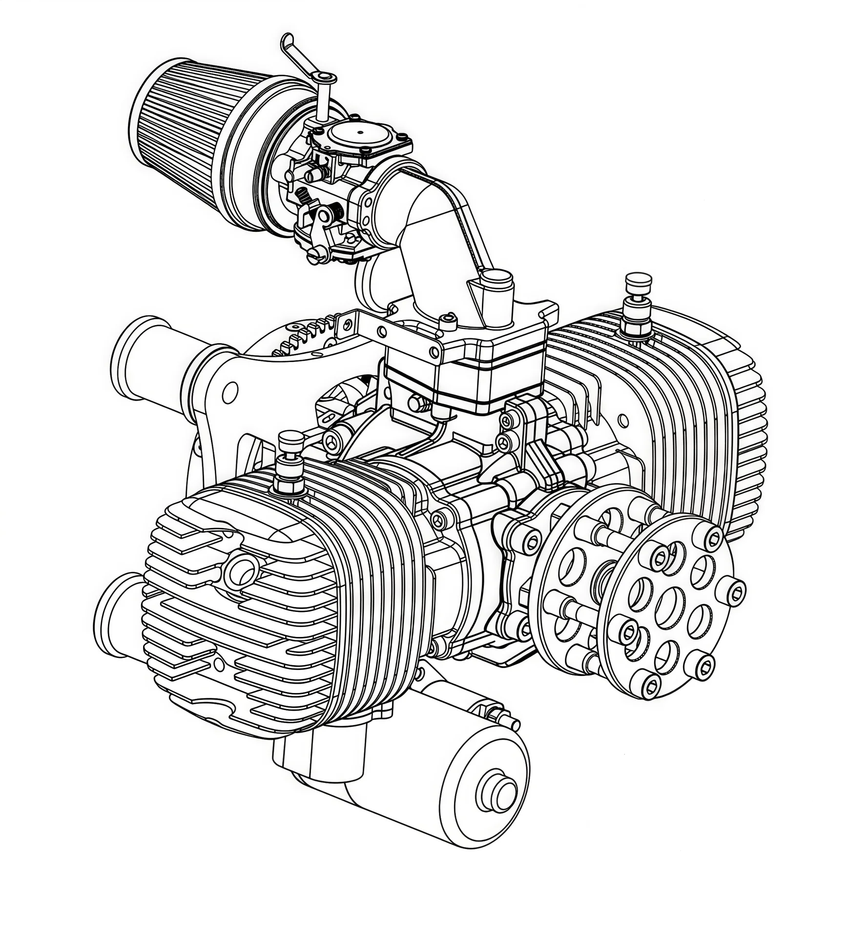 Two Stroke Twin Cylinder 275cc Power Motor Suitable for Fixed Wing Model Replacement
