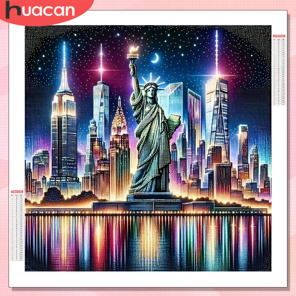 HUACAN 5D Diy Diamant Malerei Stadt Landschaft Nacht voller Bohrer Wand Dekor Diamant Mosaik Gebäude Strass
