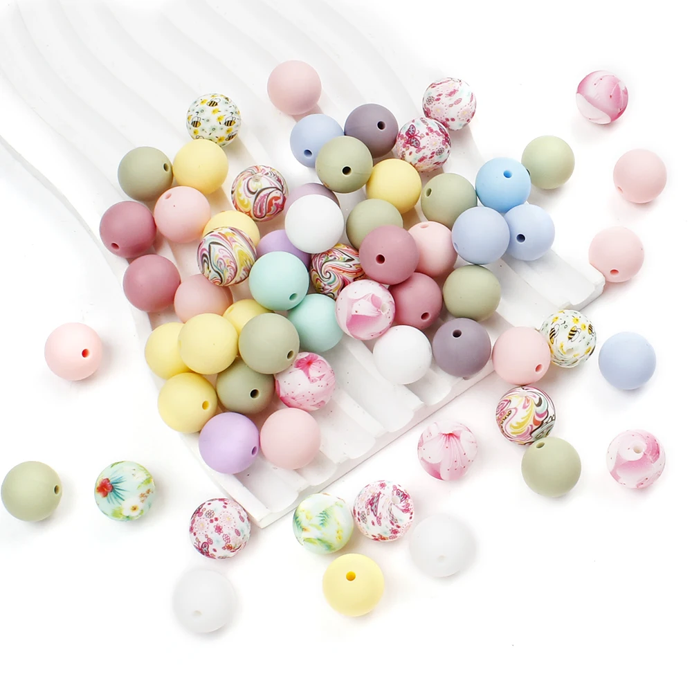 مجموعة من حبات السيليكون الملونة ، مخطط ألوان المعكرون ، الحلي المصنوعة يدويًا ، سوار سلسلة مفاتيح قلادة ذاتية الصنع ، 40 *