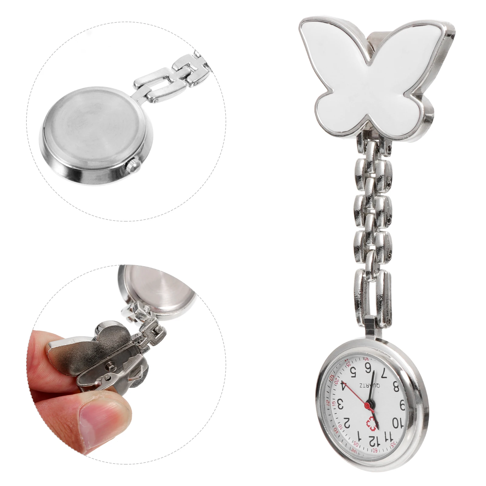 

Women Butterfly Watch High-Quality Alloy Pocket Clear Numbers Accurate Timing Fashion Nurses Watch Clip Gifts Nurses