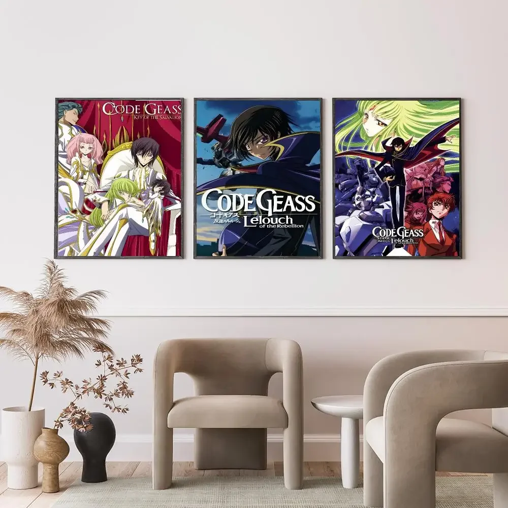 anime Code Geass: Lelouch of the Rebellion HD Self Adhesive Art Print Waterproof Wall Decor for Bedroom Living Room Decor Gift
