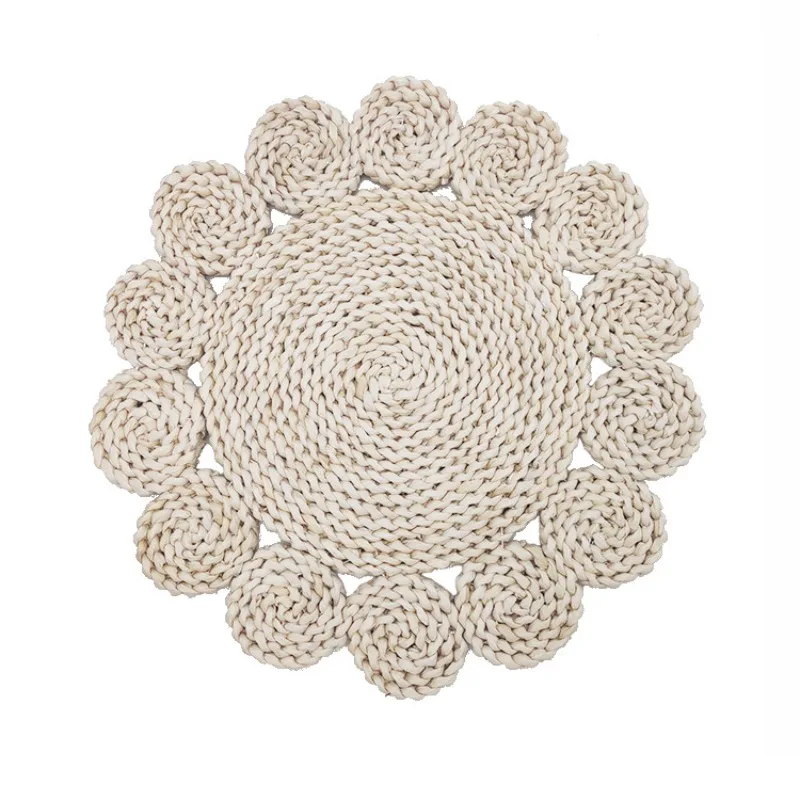 Round Woven Placemats for Dining Table,Natural Braided Rattan Tablemat,Hollow Wicker,Charger Plates for Holiday Kitchen TableMat