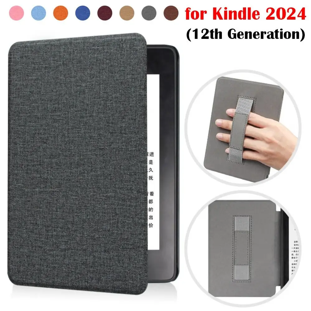 6 inch Leather e-Reader Case with Hand Support Ultra Slim C2V2L3 Folio Cover Protective Shell For Kindle 2024 (12th Generation)