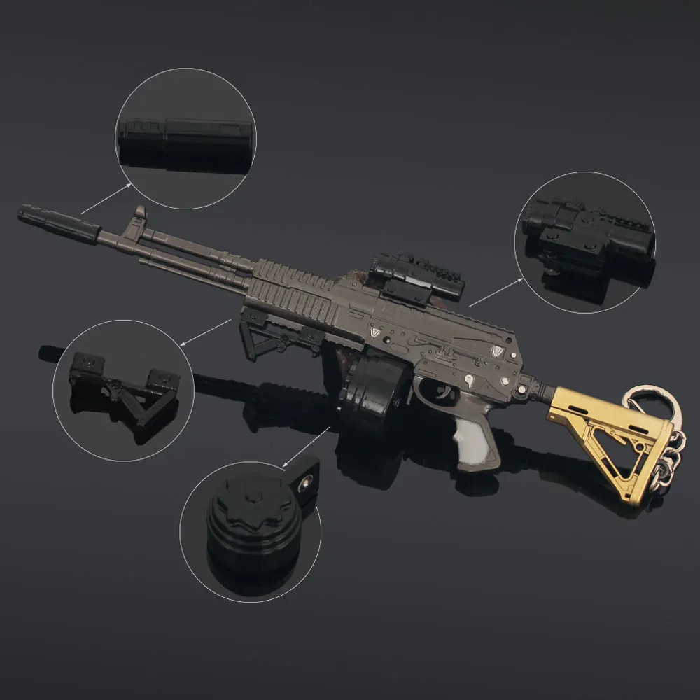 

22cm AEK Rifle Model Metal Toy Gun Action Figure CS Game Weapon Alloy Keychain Pendant Christmas Gift Kids Toy Crafts ZG390