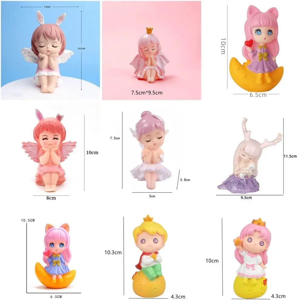 PVCアニメフィギュアケーキトッパー、DIYガールケーキデコレーション、カラフルなケーキデコレーション用品、エンジェルケーキトッパー、ホームファッション