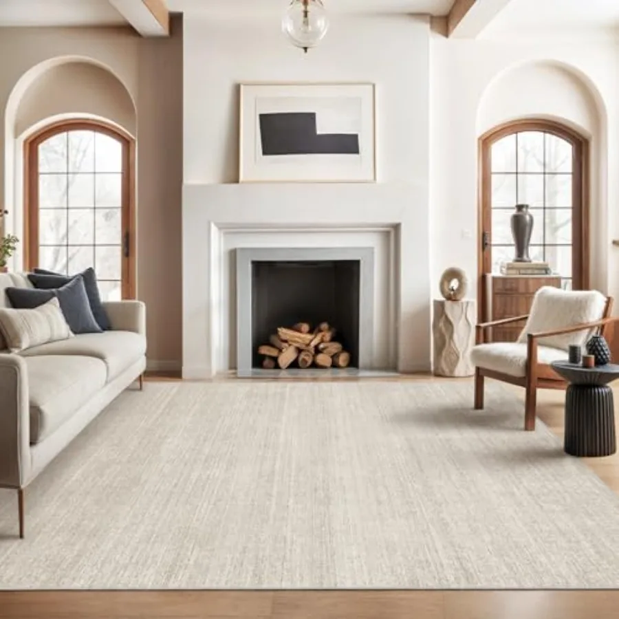 

Washable Rugs 5x8 - Stain Resistant Beige Area Rugs for Living Room, Non-Slip Backing Printed Rugs for Bedroom, Foldable Machin