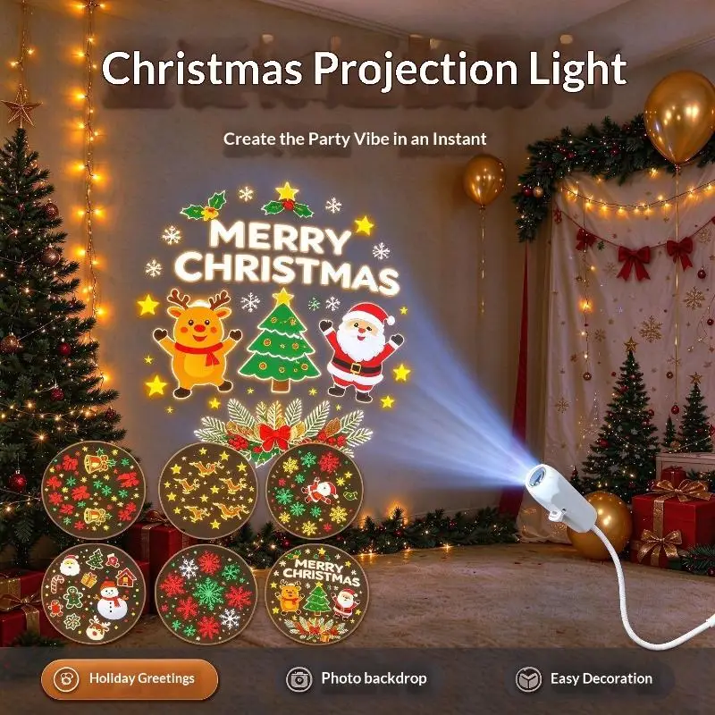 1Set Portable USB Projector Lamp Bedroom Car Interior Home Mood Lighting Light