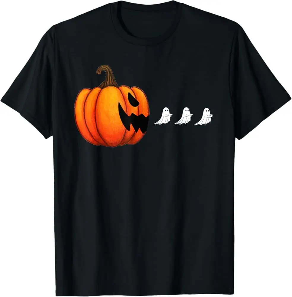 

New Halloween Pumpkin Head Funny Print Pattern Street Loose and Comfortable Pure Cotton Short-sleeved T-shirt for Men and Women