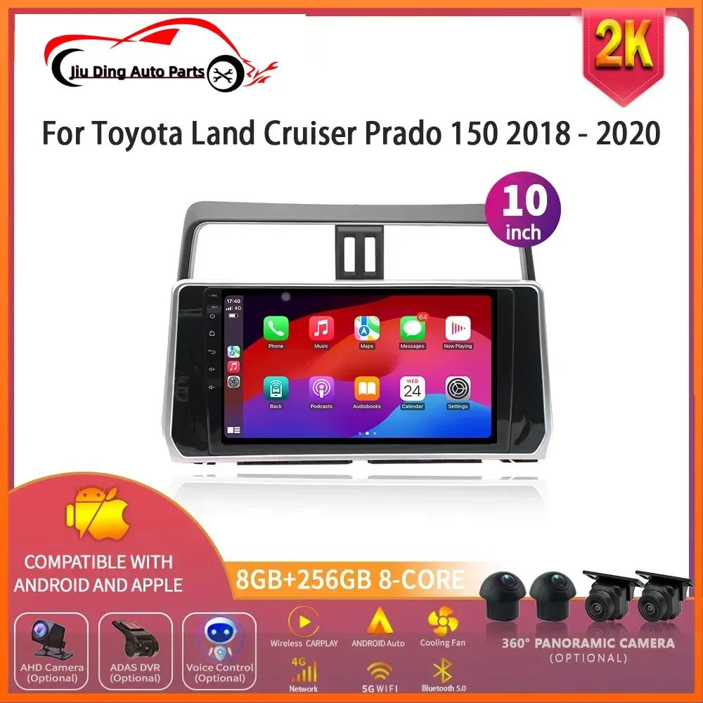 

For Toyota Land Cruiser Prado 150 2018 - 2020 Android 14 Car Radio Multimedia Wireless Carplay Navigation 4G GPS Screen Stereo