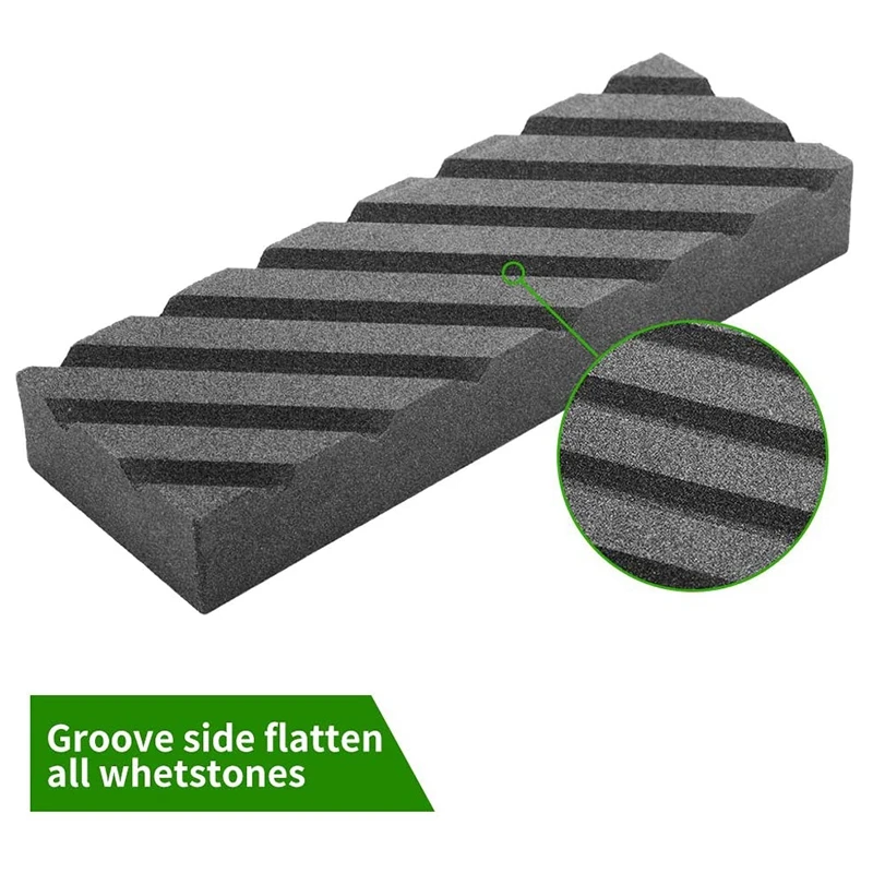 Dual Grit Coarse/Fine Flattening Stone Set - Two Sharpening Stones Flattener - Whetstone Fixer With Grooves