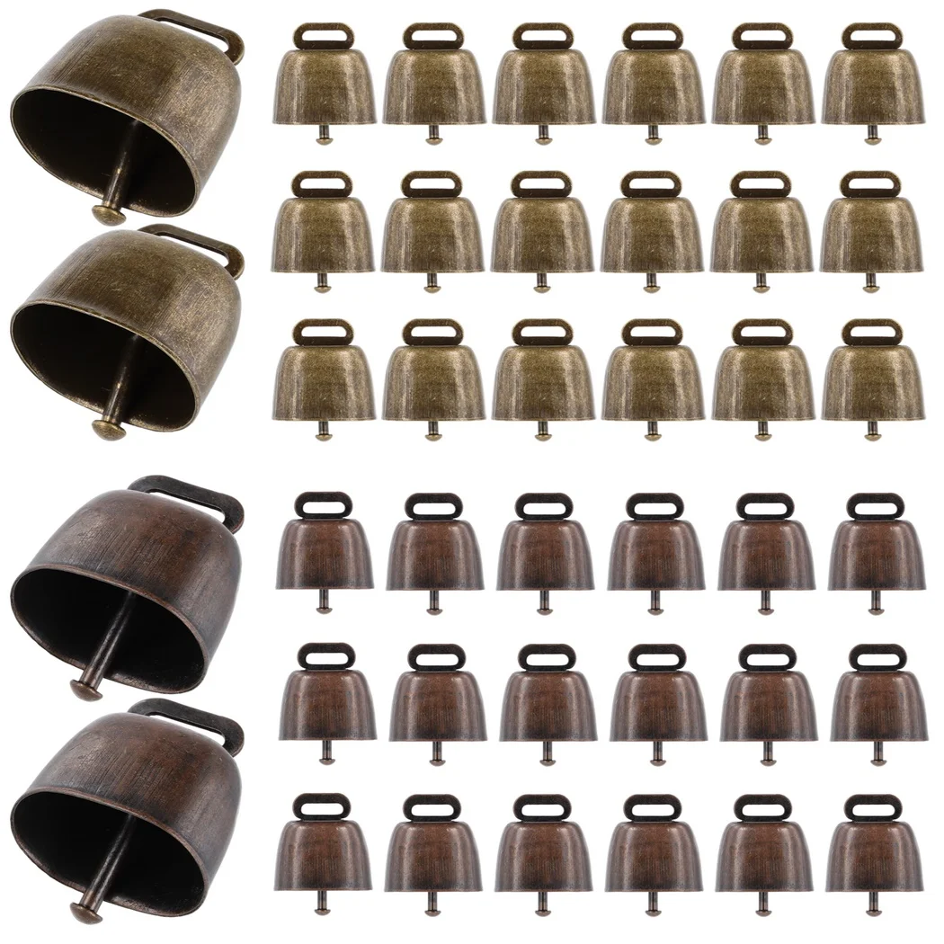 40Pcs Cow Bells Grazing Copper Bells Metal Cow Bells Crisp Sound Loud Animal Copper Bronze Bells Grazing Bells For Cow Horse