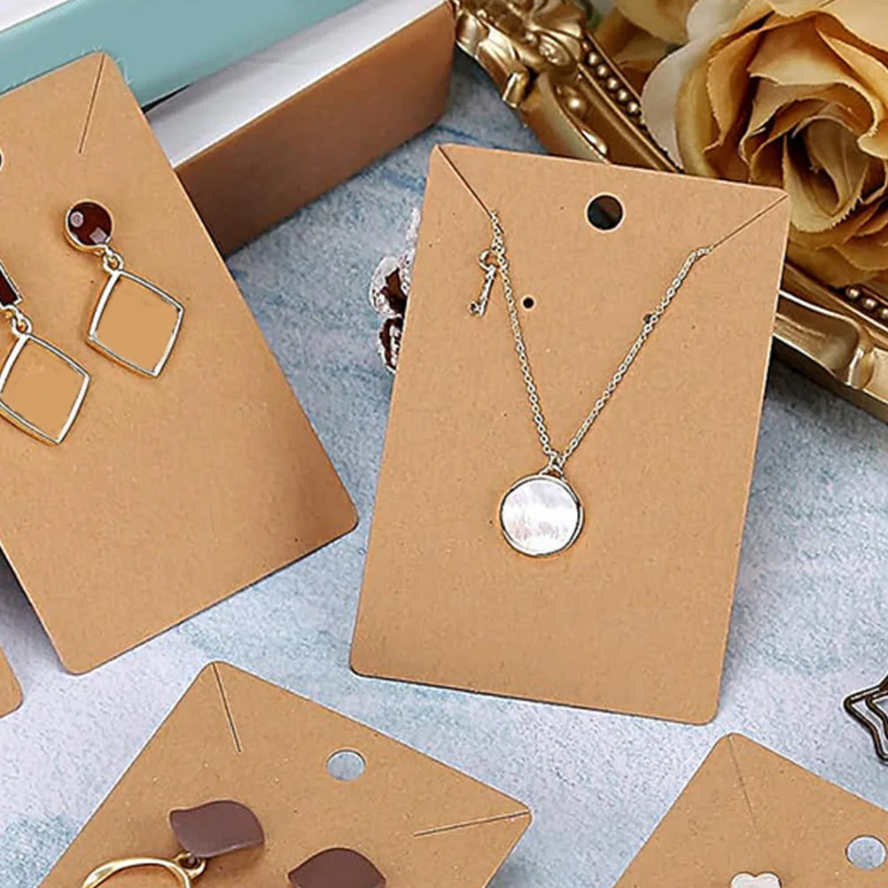 

1Set Earring Display Cards Kraft Cardstock Jewelry Storage Display Holder Paper Tags for Ear Studs Packaging Home Store Use