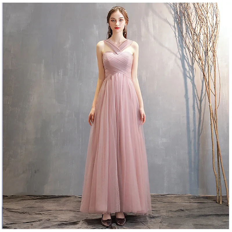 Sweet Pink Bridesmaid Dress Elegant One Shoulder Butterfly Wedding Ceremony sisters Group Dress Classic A-Long Party Dresses