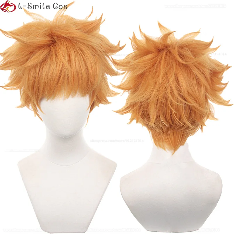 Peluca de Cosplay Kunigami Rensuke Anime Hero 30cm, pelo corto amarillo naranja, equipo Z No.9, pelucas de fiesta de Halloween para hombres, gorra de peluca