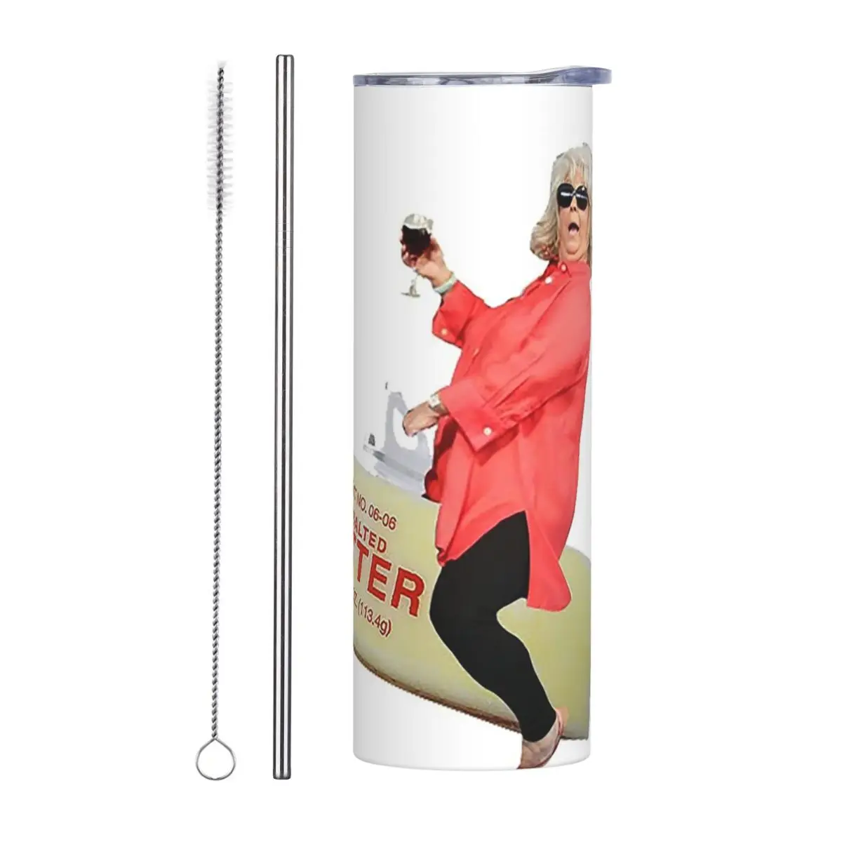 Paula Deen Riding Butter Stainless Steel Tumbler Vacuum Insulated Mug Thermal Cold Bottle Straws With Lid 20oz