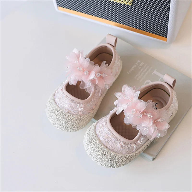 2024 New Autumn Children Shoes Flower Girls Canvas Shoes Soft Sole Princess Party Shoes Fashion Kids Sneakers