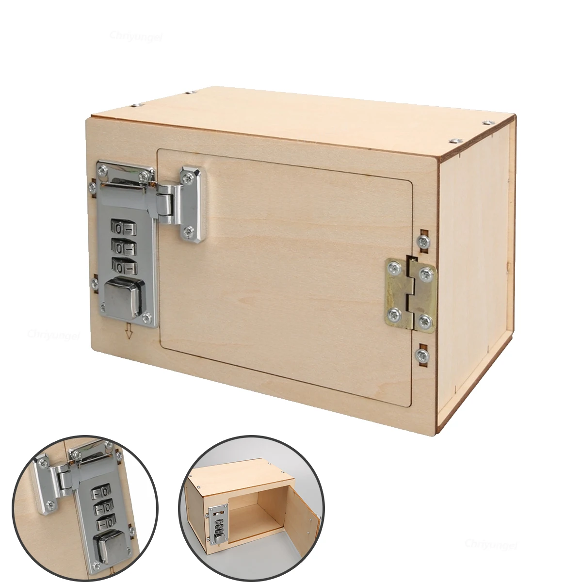 DIY Wooden Mechanical Password Box Kit Money Bank with Combination Lock Educational Experimental Toy for Birthday Gift