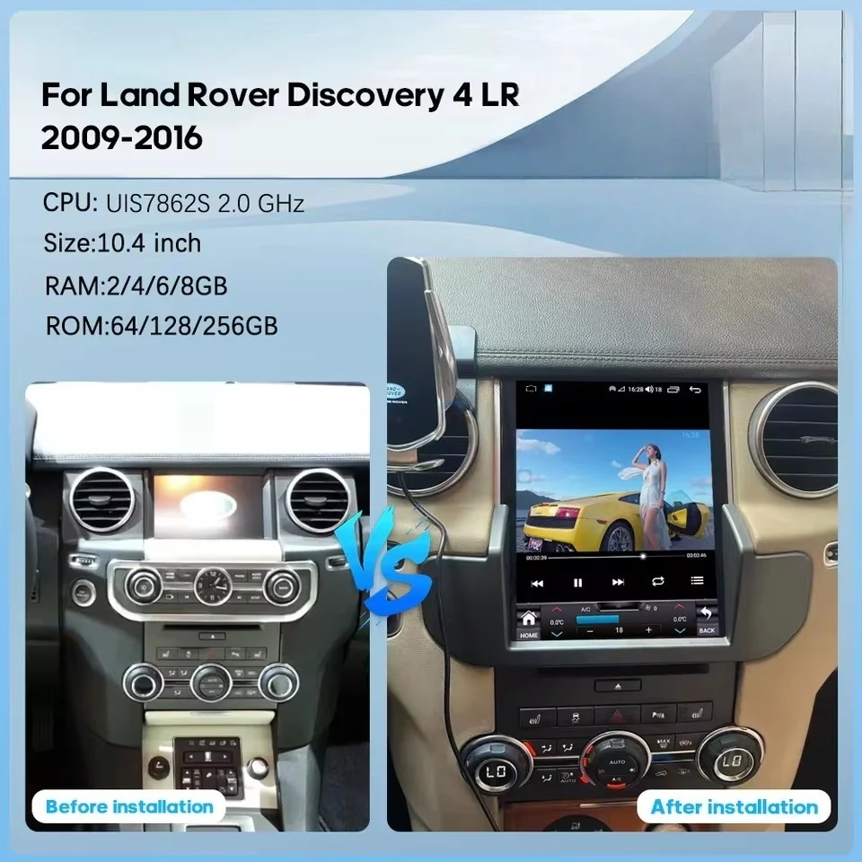 10.4Inch Qled Screen 2 Din Car Radio For Land Rover Discovery 4 LR4 Android 14 Auto GPS Multimedia Stereo Video Player Carplay