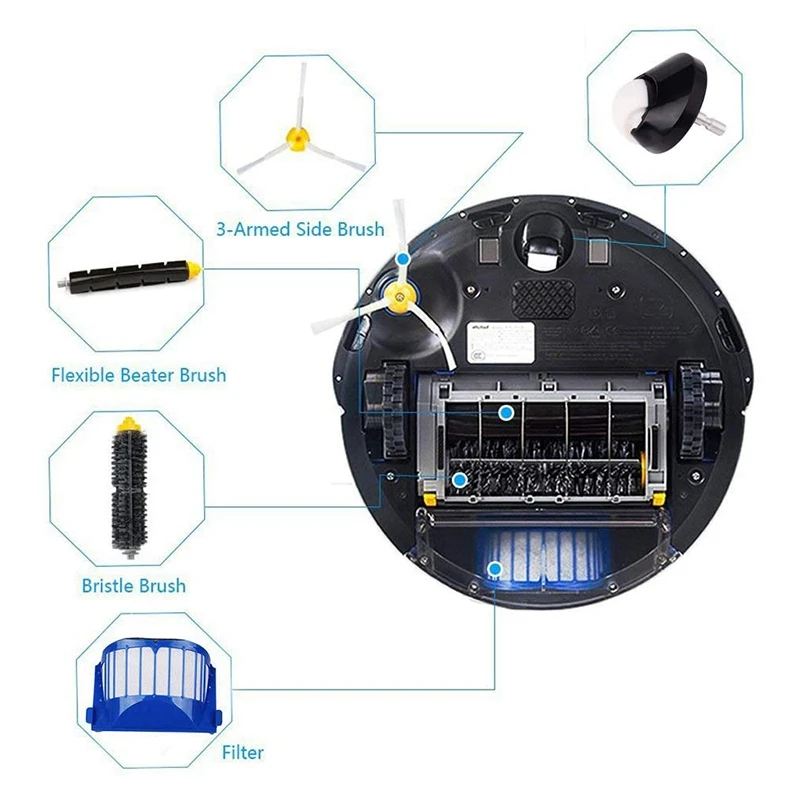 Irobot Roomba 600 시리즈 교체 부품, 필터 브러시, 프론트 캐스터 휠, 610 620 630 650 660 680 액세서리