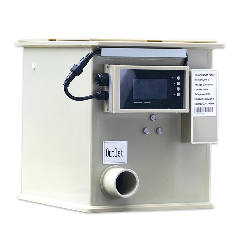 QLOZONE-filtro de tambor giratorio para acuario, 5000 litros, venta al por mayor, filtros pequeños para estanque Koi, filtro de tambor de malla de alambre de acero inoxidable
