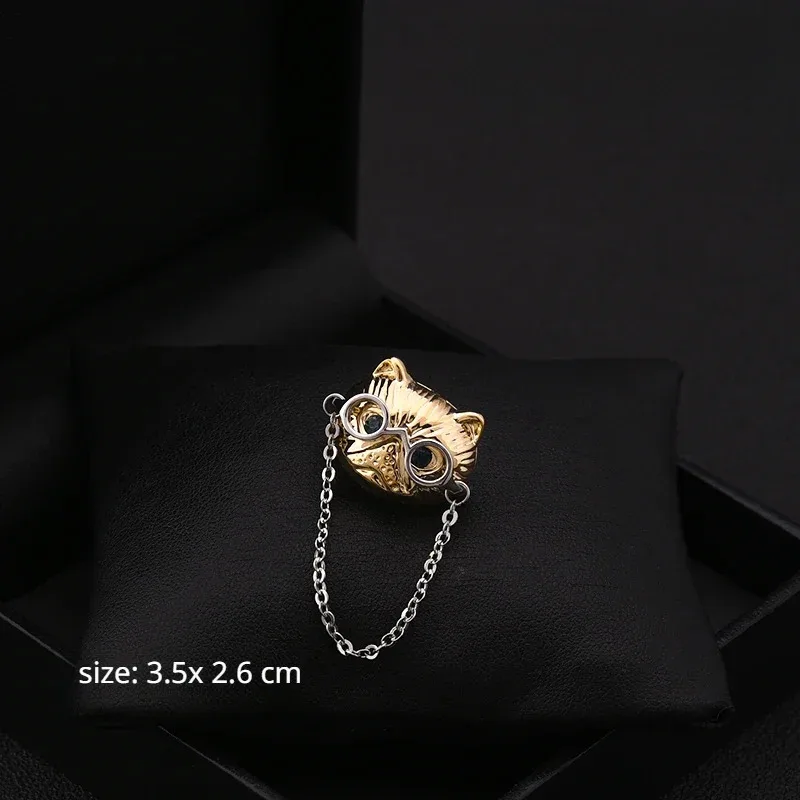 YISON Cute Glasses Cat Women's Brooch Japanese Style Cartoon Niche Pin Fixed Clothes Decorative Animal Buckle Jewelry Accessory