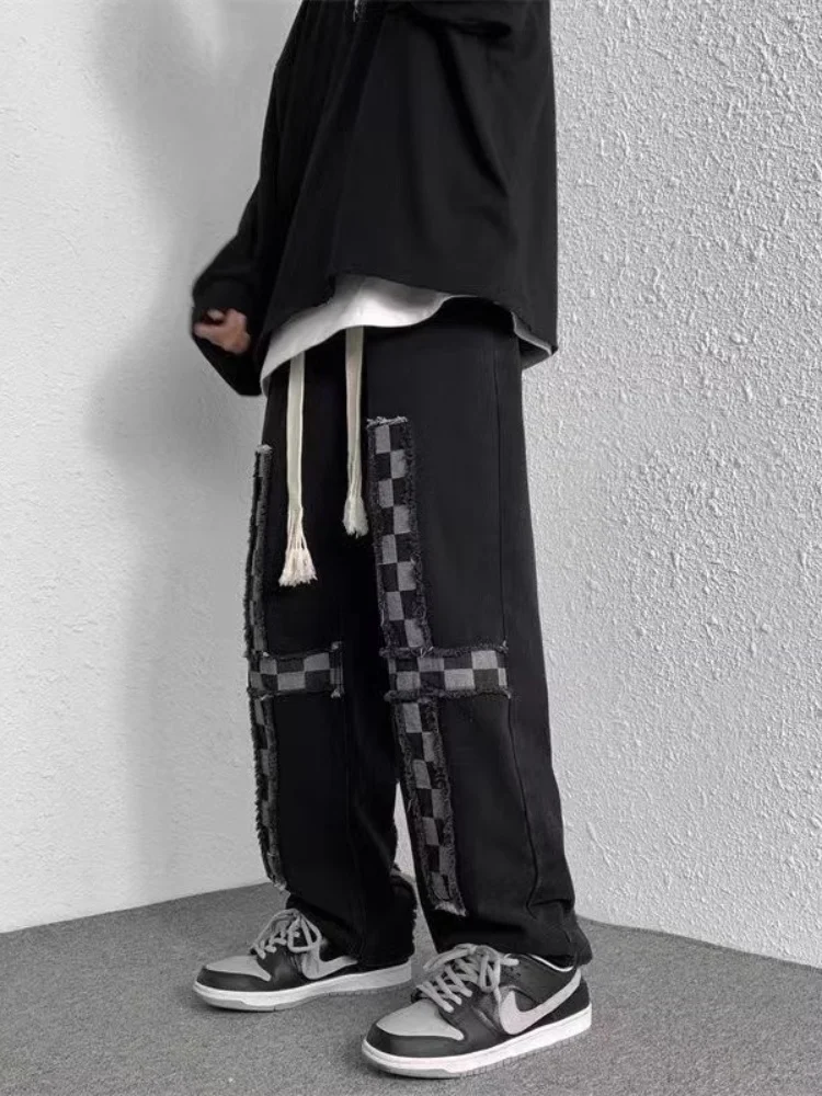 Lose Herren-Jeans mit geradem Bein, hohe Taille, Retro-Stil, Freizeithose für Übergröße 300, Pou, Herbst und Winter, neue Straße