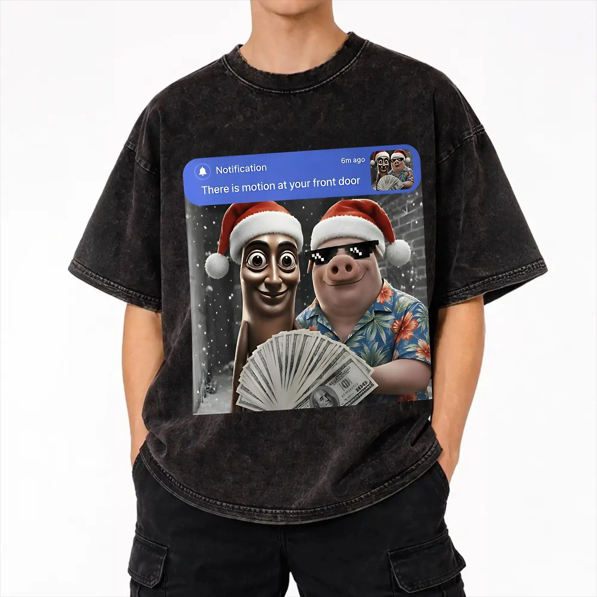 Christmas July John Pork Meme  Accessories Washed T Shirts for Men Women Streetwear Hip Hop T-Shirts Graphic  Tees Tops Cotton
