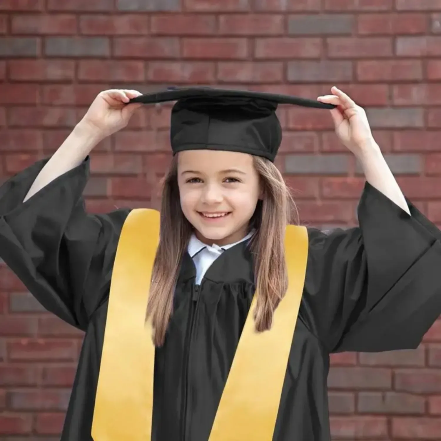 Robe académique pour enfants, uniformes scolaires pour enfants, robe de graduation de la maternelle alth, ensemble châle et chapeau à pampilles, 2024