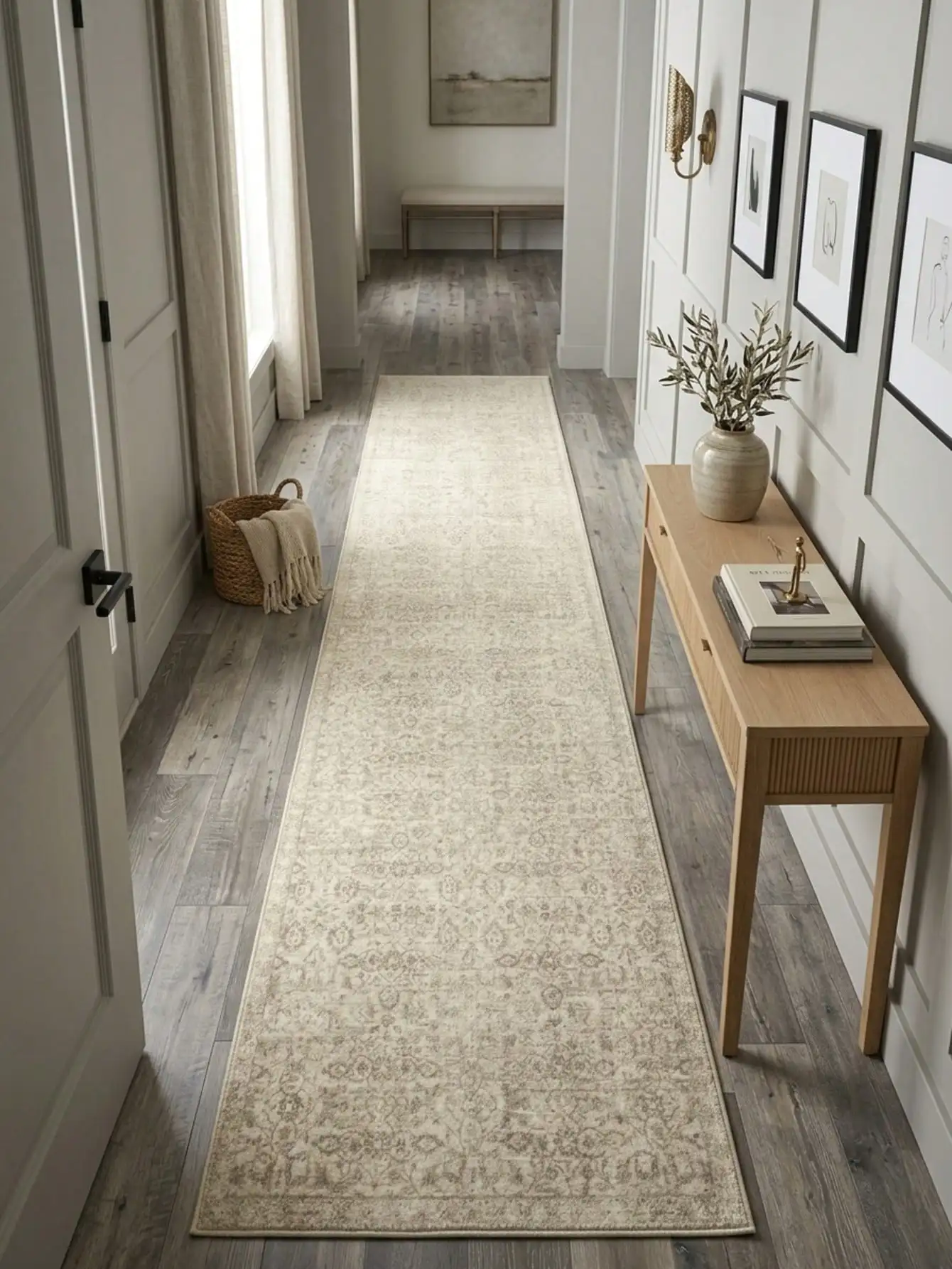 Vintage Floral Abstract Runner Rug Long Hallway Rug Classic Home Decor Accent Mat Kitchen Floor Decoration Entryway Living Room Bedroom Interior Styling Traditional Pattern Design Daily Use Party Gathering Memorial Celebration Seasonal Home Space Upgrade
