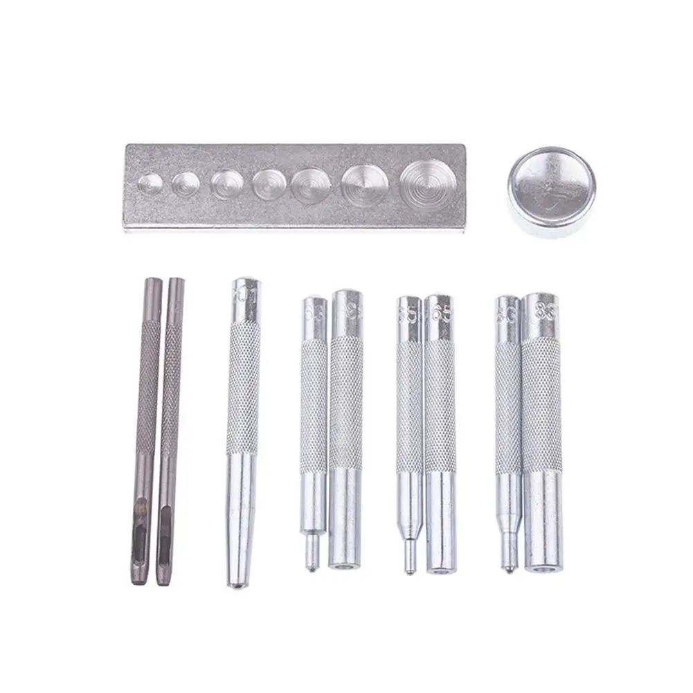 11PCS Punch Tool Snap Rivet Setter Base Kit for DIY Leather Craft Tools